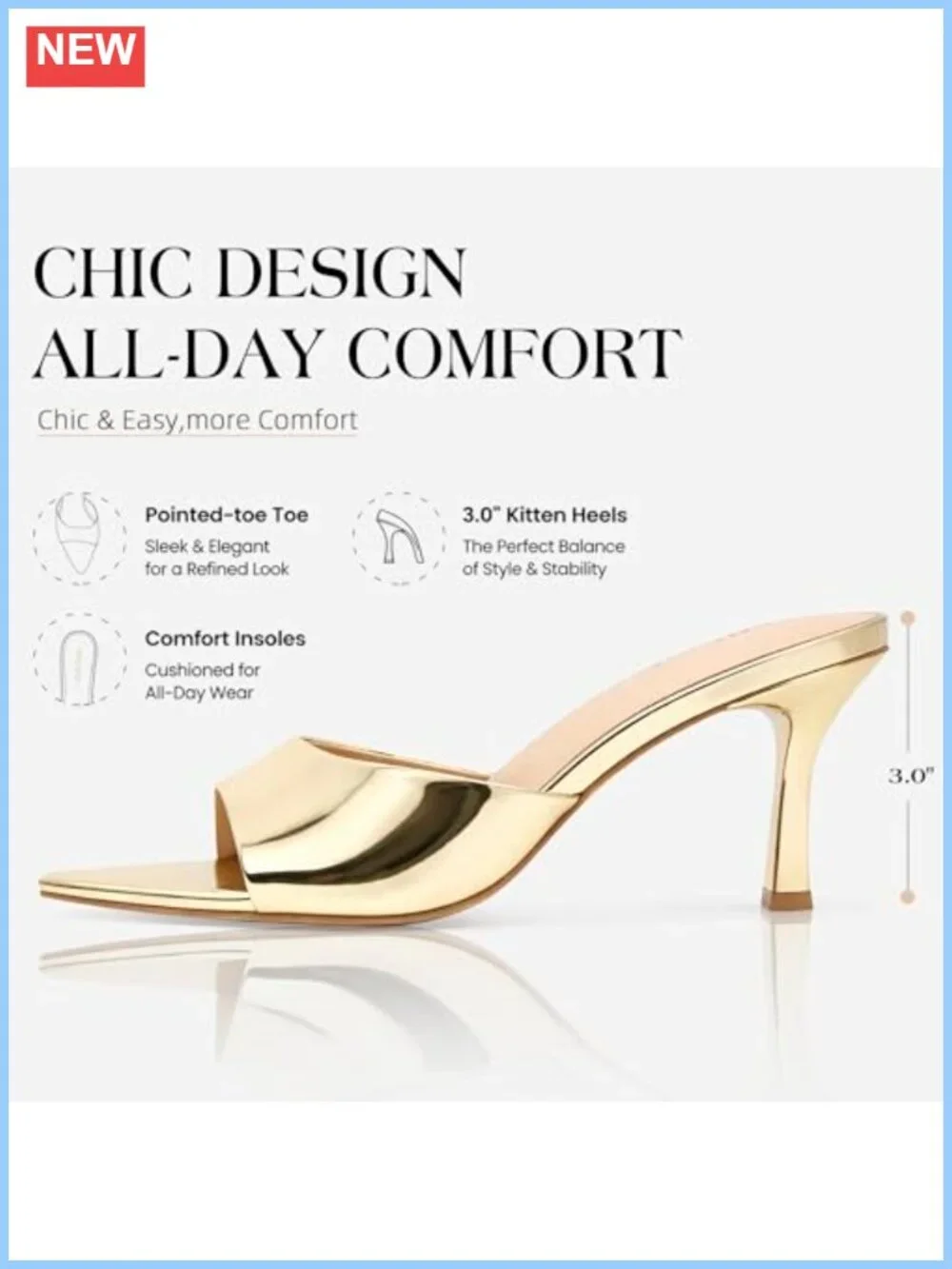 Women's Heeled Mules Pointed Open Toe Stiletto Slip On Faux Leather Formal